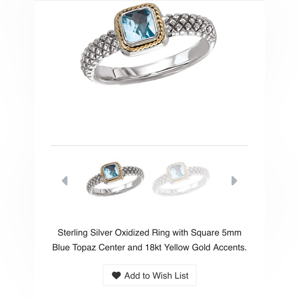 Eleganza silver ring with blue topaz and 18kt  gold accents